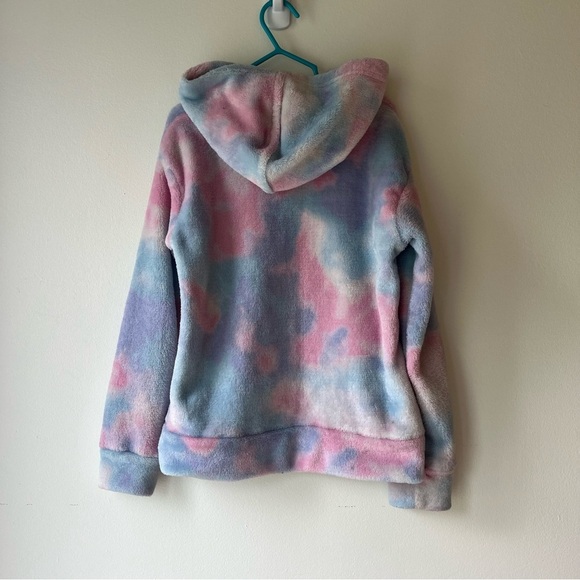 Calvin Klein Jeans Girls Hoodie M (7/8) Tie Dye Plush Fleece Pullover Pastel - Picture 11 of 14
